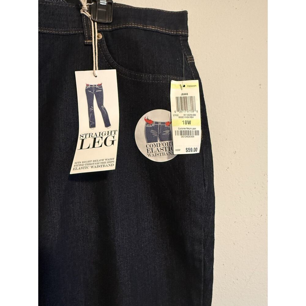 Style & Co. Women Jeans Dark Blue Solid Stretch Straight Leg Tummy Control 18WP - Picture 4 of 8